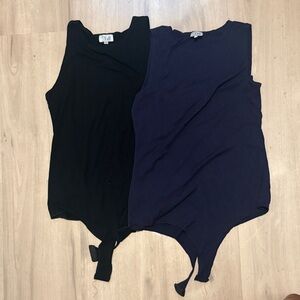 3 LivTall Black, tan and Navy Sleeveless bodysuits